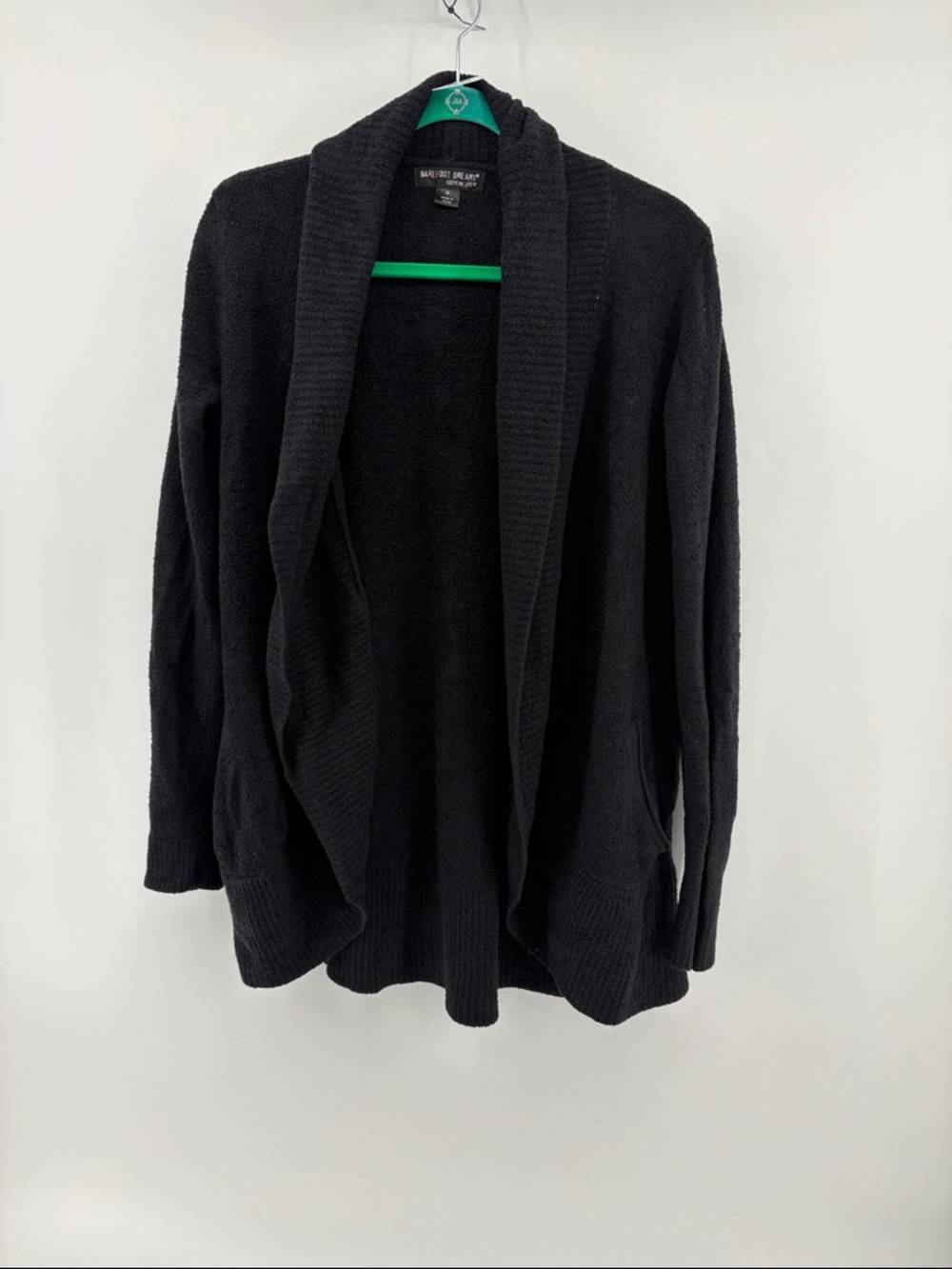 Barefoot Dreams Black Open-Front Shawl Collar Cardigan
